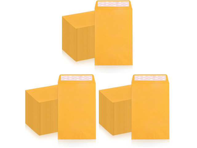 6x9 Manilla Envelopes Self Seal 250 PCS, Small Brown Kraft Catalog Envelopes 6x9 for Mailing - 100GSM Paper (Pack of 3)