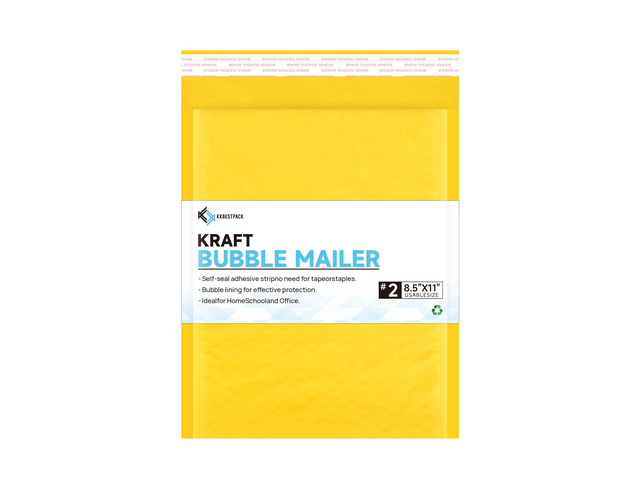 Kraft Paper Bubble Mailers #2, 8.5x12 Inch Self-Seal Padded Mailing Envelopes, Usable Size 8.5x11, Pack of 100
