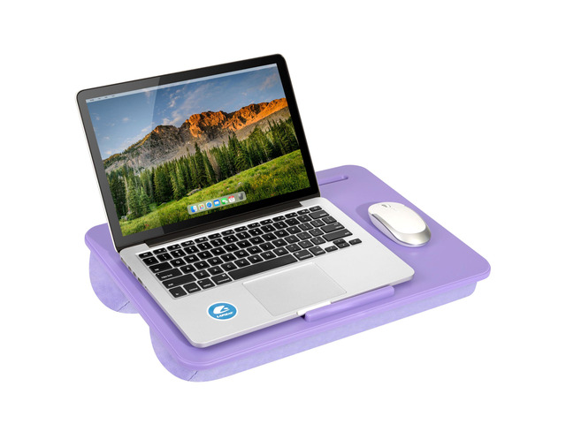 The Original Lap Desk Purple Amethyst, Fits 17' Laptops Microbead Cushion, Device Ledge, Built-In Pencil Tray, Carry Handle