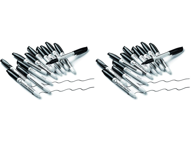 Black Dry Erase Markers Low Odor Fine Whiteboard Markers Thin Box of 12 (Pack of 2)