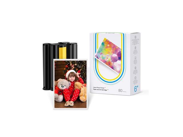 Amber M100/M200/M110/M210 4x6' Photo Printer 80 Sheets Photo Paper & 2 Ink Cartridges Refill, Dye Sublimation, Only for DHP512/DHP513/DHP514/DHP515...