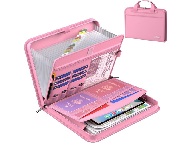 Accordion File Organizer,Fireproof Expanding File Folder with Multi Pockets,13 Pockets Document Organizer with Handle & Labels,Portable Home Travel...