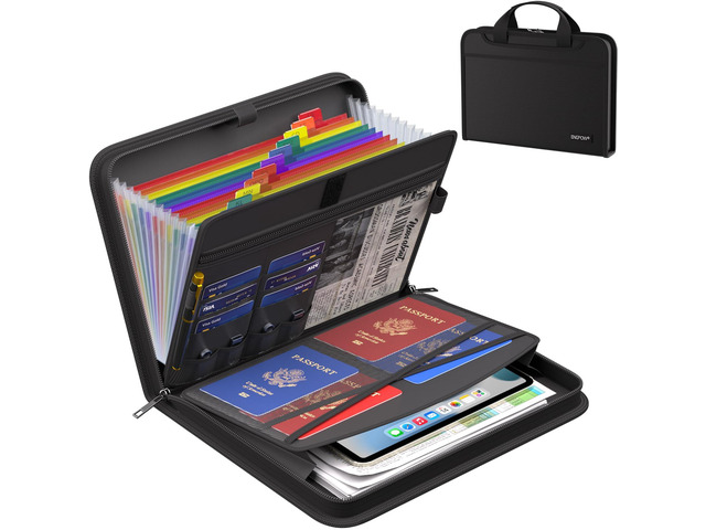 Accordion File Organizer,Fireproof Expanding File Folder with Multi Pockets,13 Colorful Pockets Document Organizer with Handle & Labels,Portable...