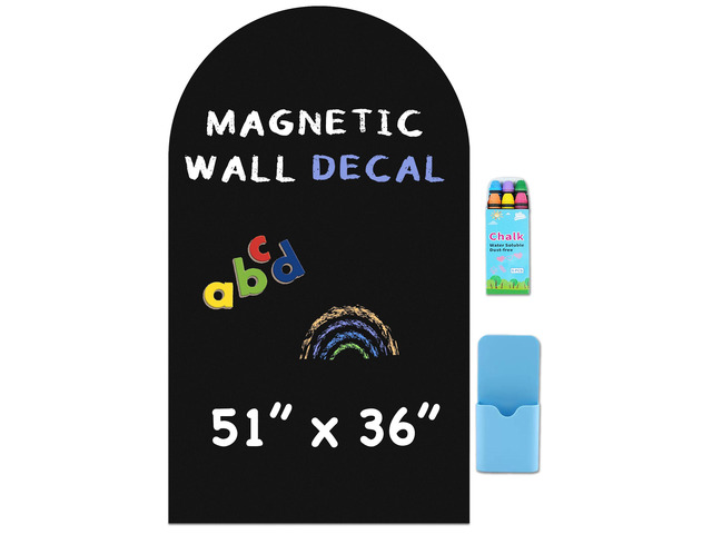 Large Arch Magnetic Wall Decal - 51' x 36' Matte Finish Chalkboard Sticker for Wall - Magnetic Board for Home(Black)