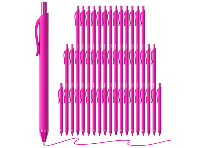 Pink Ink Pens Bulk 50 Pack 1.0mm Ballpoint Pen for Smooth Writing Medium Point No Bleed Retractable Click Pens for Office School College Work,...