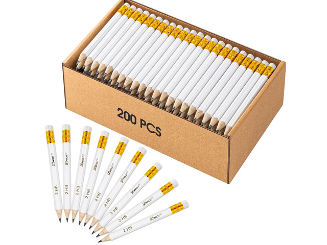 Golf Pencils with Eraser Mini, #2 HB Half, 200 Count, Pre-Sharpened 4' Small Pencils Bulk, Wood Cased Short for Classroom, Office, School, Wedding...