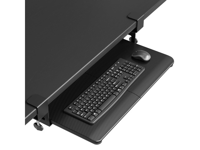 Under Desk Keyboard Tray, Pull-Out Keyboard & Mouse Platform C-Clamp Mount, Space-Saving Ergonomic Slide-Out Drawer, 31.3 in Including Clamps, 25.6...