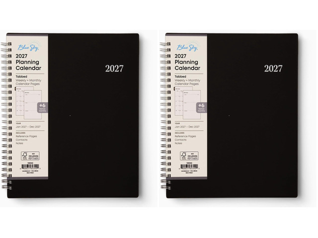 2027 Weekly and Monthly Planner Calendar, Includes January 2027 - December 2027, 7' x 9', Flexible Cover, Wirebound, Laminated Tabs, Enterprise...