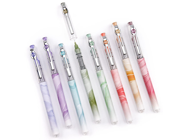 Liquid Ink Rollerball Pens: Multi Colored 0.5mm Extra Fine Point Tip Rolling Roller Ball Pen 8ct Assorted Colors for Journaling Smooth Writing Note...