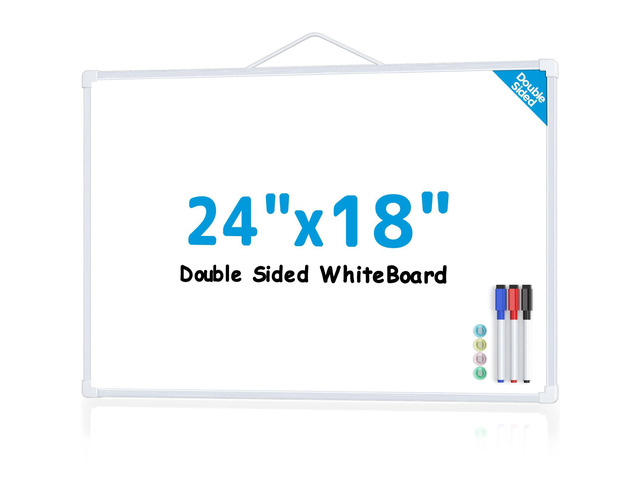White Board for Wall, 24' x 18' Double Sided Dry Erase Board, White Double sided Whitboard, Includes 3 Dry Erase Markers 4 magnets Double Sided...