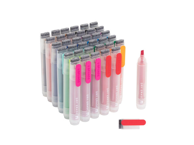 Dry Erase Markers Chisel Tip Set, 36 Pack, Assorted Colors, Whiteboard Pens with Chisel Point and Built In Eraser Caps, Low Odor Ink, Dry Erase...