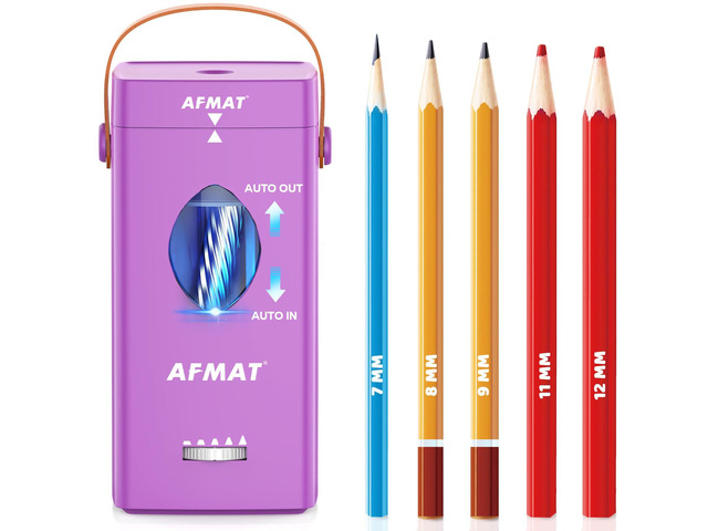 Electric Pencil Sharpener, Fully Automatic Pencil Sharpener for 6-12mm No.2/Jumbo Pencils, Auto in & Out, 5 Sharpness Modes, Rechargeable Heavy...