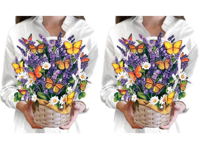 Pop Up Cards, Lavender & Butterflies, 12 Inch Life Sized Forever Flower Bouquet 3D Popup Greeting Card, Birthday & Thank You Card, Blank Notecard &...