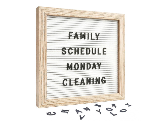 White Felt Letter Board 10x10in, 336 Letters, Wood Frame Message Board White message board with wood frame, easel stand and wall hanger for home,...