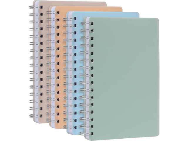 Poly Spiral Notebooks, Small 5.7 x 8.5 Book, Thick Poly Cover, White Paper, College Rule, 80 Sheets/160 Pages, Neutral Colors, (69721) Pack of 24