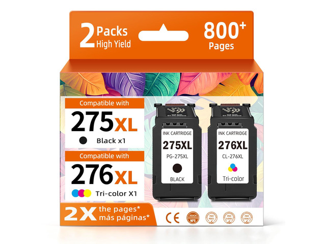 275XL 276XL Ink Cartridges for Canon PG 275 CL 276 XL Black Color Combo Replacement for Cannon PG275 PG275XL for TS3700 TR4700 TR4720 TS3522 TS3722...