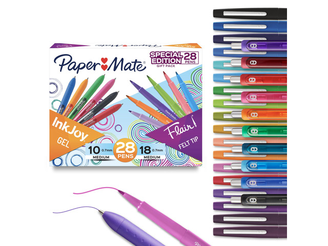 Pens Variety Pack, InkJoy Retractable Gel Pens, Flair Felt Tip, 28 Count - Assorted Colors, Smooth Writing, Fast Drying