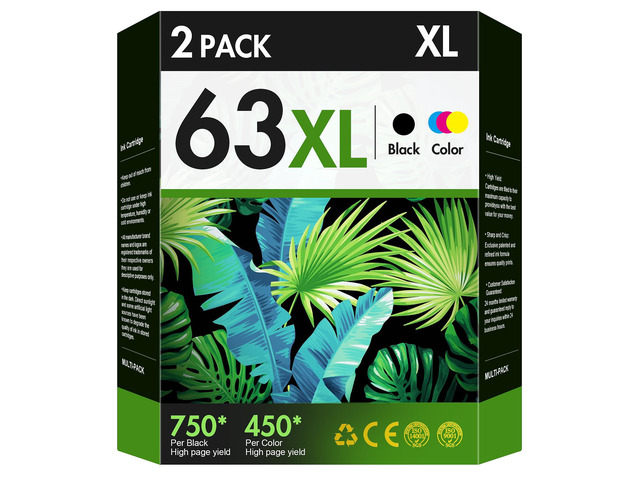 63XL Ink Cartridge Combo Pack Replacement for HP Ink 63 Black and Color 63XL 63 Ink Cartridges for HP Printers Work for OfficeJet 3830 4650 5255...