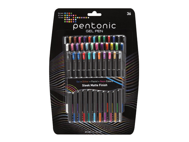 Gel Pens, 36 Count, 36 Assorted Colors (Assorted Color, Neon, Pastel & Glitter), Medium & Fine Point, Smooth Writing For Journaling (1002358)