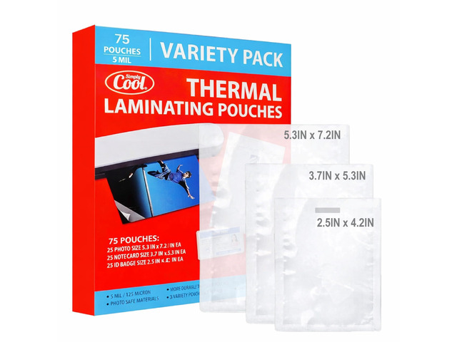 5 Mil Thermal Laminating Sheets Pouches 75ct for Laminator Thermal Laminating Pouches for Photo, Card, Notecard Sizes, for Office and School...