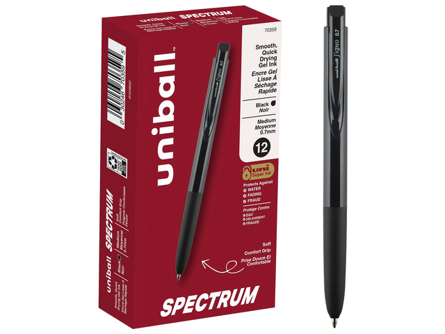 uniball Spectrum Gel Pens, Medium Point (0.7mm), Black Ink, 12 Pack Friction-free vibrant gel ink, translucent color barrels for easy color-coding,...