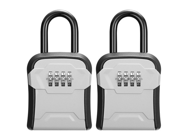 Key Lock Box for House Keys Combination Lockbox with Code, 2 Gray For Contractors Guest Realtor Security Storage, Apartment Doorknob, Resettable,...