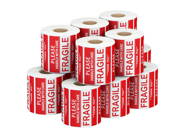 3 x 2 inch Handle with Care Fragile Thank You Warning Packing Shipping Label Stickers Permanent Adhesive (12 Rolls, 6000 Labels)