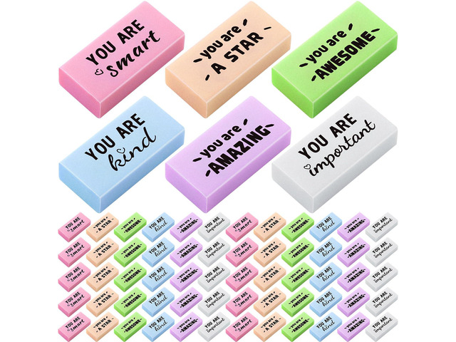 180 Pcs Inspirational Erasers,Motivational,Macaron Bulk Pencil Erasers, 6 Motivational Designs, Classroom Rewards Drawing Supplies, Back to School...