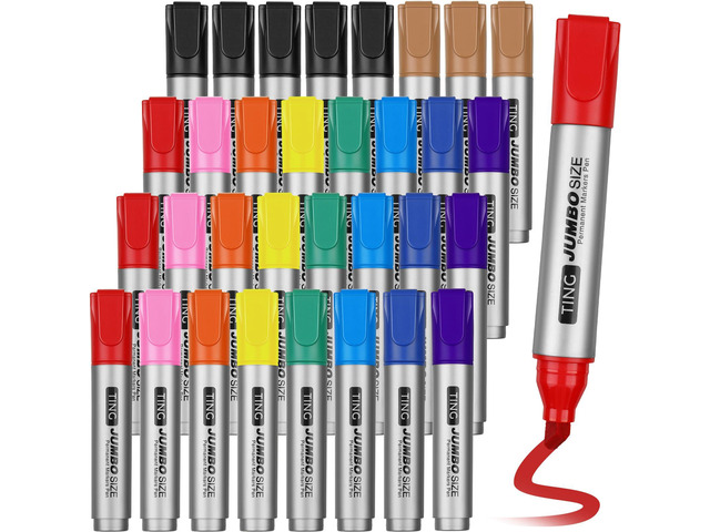 Permanent Markers Jumbo Chisel Tip Bulk,Multicolor Waterproof Quick Dry Markers, Large Barrel Bold Writing, Ideal Pallet Warehouse Boxes, Office...