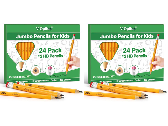 48 Pack Jumbo #2 HB Triangle Pre-Sharpened Wood-Cased Pencils
