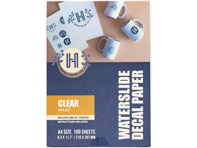 Waterslide Decal Paper for INKJET CLEAR 100 Sheets Premium Water-Slide Transfer Paper, A4 Size, 8.25 x 11.7 Inch