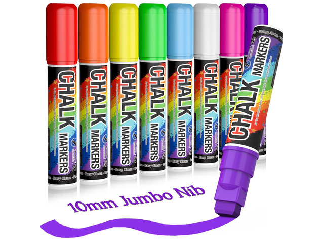 Window Markers for Cars Washable, 10mm Jumbo Liquid Chalk Pens for Art Wedding Signs, Just Married Car Decorations, Back to School Graduation...