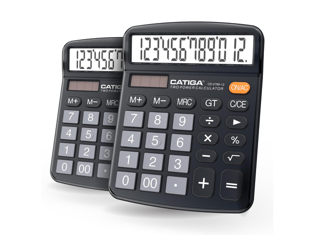 Desktop Calculator, 12 Digit Large LCD Display, Dual Power, Sensitive Big Button, Standard Function Calculators for Office, School and Business,...