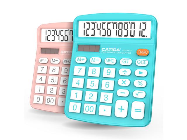 Desktop Calculator, 12 Digit Large LCD Display, Dual Power, Sensitive Big Button, Standard Function Calculators for Office, School and Business,...