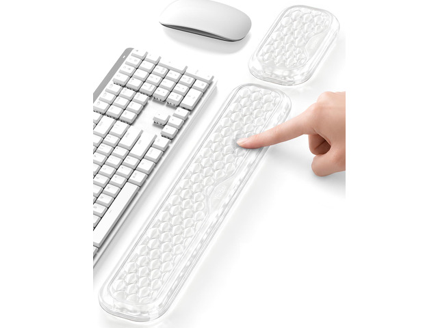 Gel Wrist Rest Set for Keyboard and Mouse, Ergonomic Wrist Support Cooling Gel Keyboard and Mouse Wrist Pads with Non-Slip Base for Typing, Gaming,...