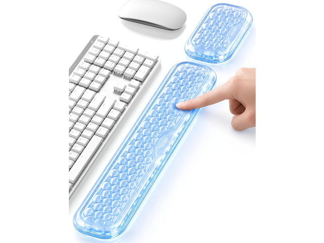 Gel Wrist Rest Set for Keyboard and Mouse, Ergonomic Wrist Support Cooling Gel Keyboard and Mouse Wrist Pads with Non-Slip Base for Typing, Gaming,...