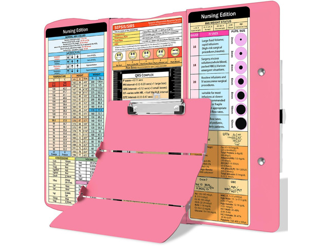 Nursing Clipboard Foldable Clipboard Medical: Edition Cheat Sheets Aluminum 3 Layers Foldable Clipboards Nursing Pocket Size Profile Clip Nurse...