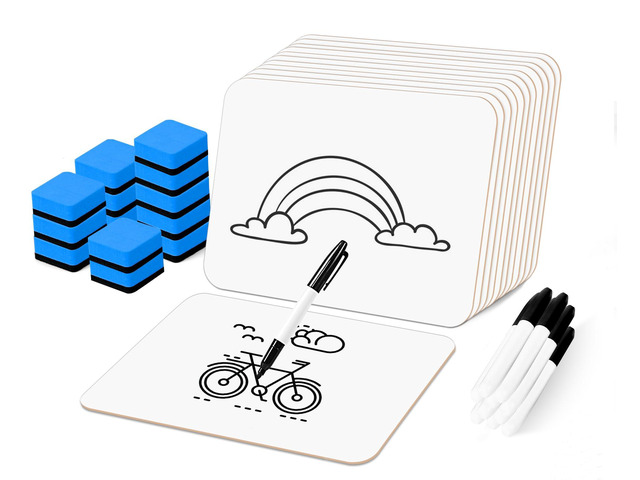 12 Pack Dry Erase Boards with 12 Erasers and 12 Markers, 12.5x 9 Double-Sided Reusable Small White Board, Smooth Writing & Wipe-Clean Design,...