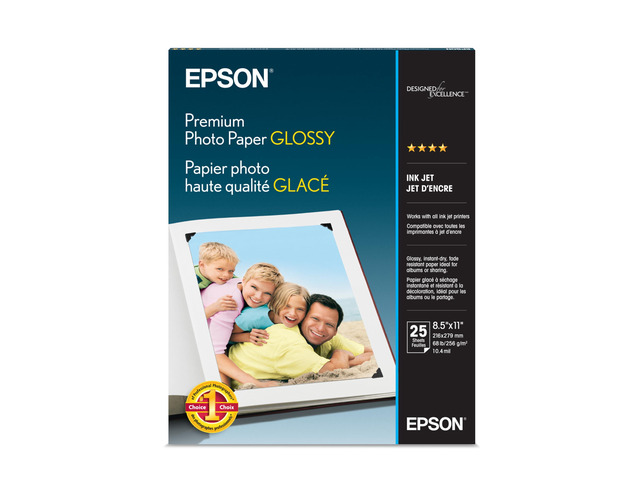 Premium Photo Paper Glossy 8.5x11 25 sheets S042183 High-gloss, heavyweight paper creates durable, smudge- and water-resistant photos for albums...