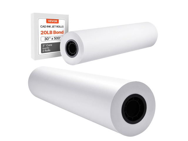 Wide Format Paper, 30 in x 500 ft Plotter Roll, 2 Rolls CAD Bond Rolls with 3 in Core, 20 LB Bond Paper Rolls, Ideal for CAD Drawings, Engineering...