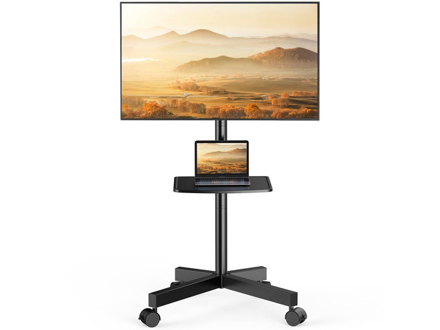 Rolling TV Stand for 23-63 Inch Flat/Curved Screen TVs up to 88 lbs, Mobile TV Stand on Wheels, Portable TV Stand with Tilt & Height...