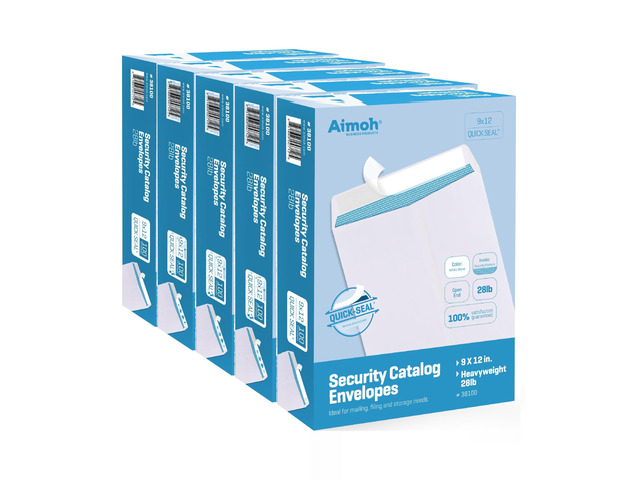 9 x 12 Self-Seal Security White Envelopes 9x12 Large Envelopes 500ct White, Security Tint, Self-Seal Closure, 28 LB Paper, Fits 8.5 x 11 Documents,...