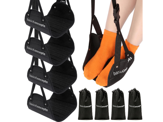 Airplane Footrest (4 Pack), Perfect Foot Hammock for Airplane Travel or Office - Relax Your Feet