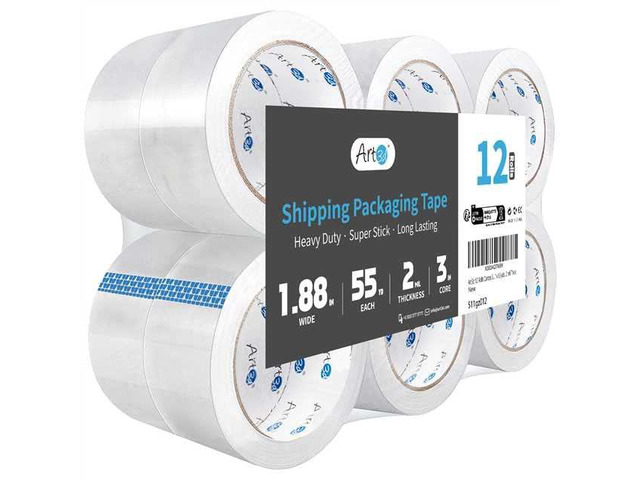 12 Rolls Clear Packing Tape, 1.88' x 55yds, Heavy Duty 2.2 mil Thick, Carton Sealing, Strong Adhesive Tape for Shipping Moving Boxes, Home and...