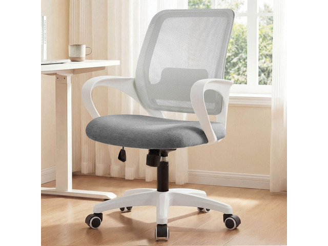 Home Office Desk Chair Ergonomic Mesh with Lumbar Support, Grey Comfortable Mesh Support, Adjustable Height, 360° Swivel and Smooth Casters...