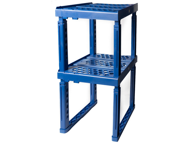 Locker Organizer Shelf Adjustable Width and Height, Ideal Locker for School, Office, and Gym Lockers (Blue 2 Pack)