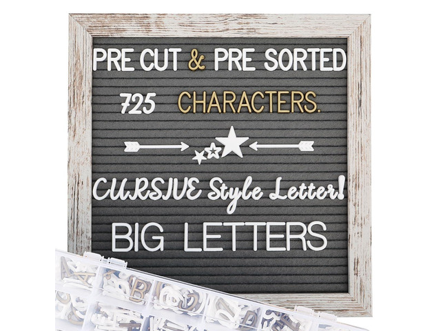 Changeable Felt Letter Board with Letters, Pre Cut & Sorted 725 Letters, First Day of School Board, Baby Announcement Sign, 10x10 Inch Message...