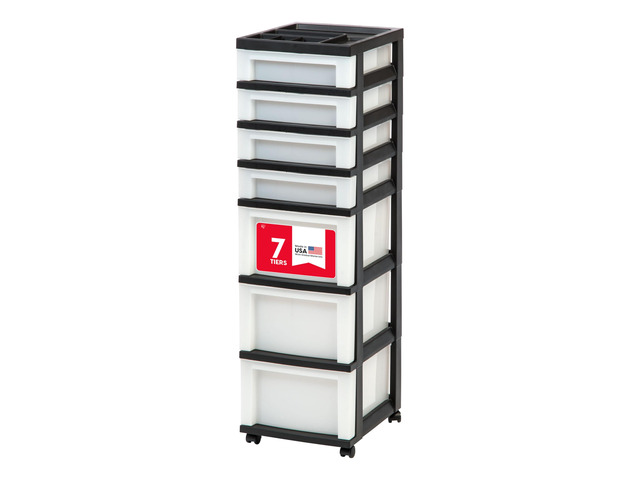 7-Drawer Rolling Storage Cart, Black/Pearl Keep classroom supplies, teacher essentials, craft materials, and learning tools organized with...