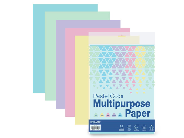 Pastel Color Multipurpose Paper, 8.5 x 11 in, 25 Ct, 24-Box 25-sheet pack of pastel color multipurpose paper, Printing flyers, Notices, Craft...
