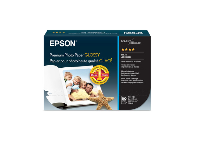 Premium Photo Paper Glossy 4x6 100 sheets S041727 High-gloss, heavyweight paper creates durable, smudge- and water-resistant photos for albums and...